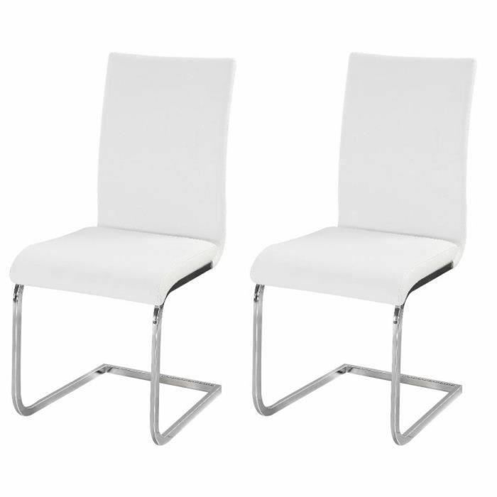 Juego de 2 sillas de comedor LEA - Imitación blanca - Estilo contemporáneo - L 43 x P 56 cm