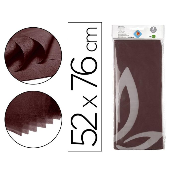 Papel Seda Liderpapel 52x76 cm 18 gr-M2 Bolsa De 5 Hojas Marron