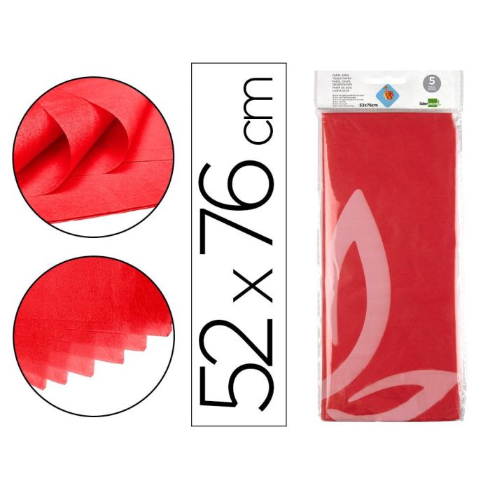 Papel Seda Liderpapel 52x76 cm 18 gr-M2 Bolsa De 5 Hojas Rojo