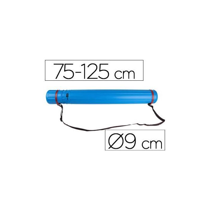 Portaplanos Plastico Liderpapel Diametro 9 cm Extensible Hasta 125 cm Azul