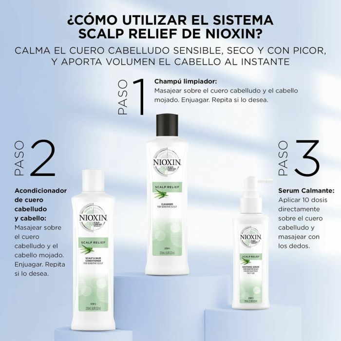 Tratamiento para Dar Volumen Nioxin Scalp Relief (3 pcs 2 Tratamiento para Dar Volumen Nioxin Scalp Relief (3 pcs 2