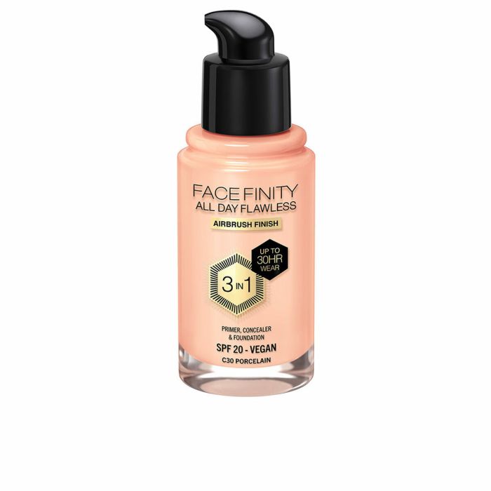 Base de Maquillaje Cremosa Max Factor Face Finity All Day Flawless 3 en 1 Spf 20 Nº C30 Porcelain 30 ml