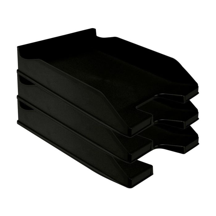 Bandeja Sobremesa Plastico Q-Connect Negro Opaco 100% Reciclado 240x70X340 mm 6 unidades 1