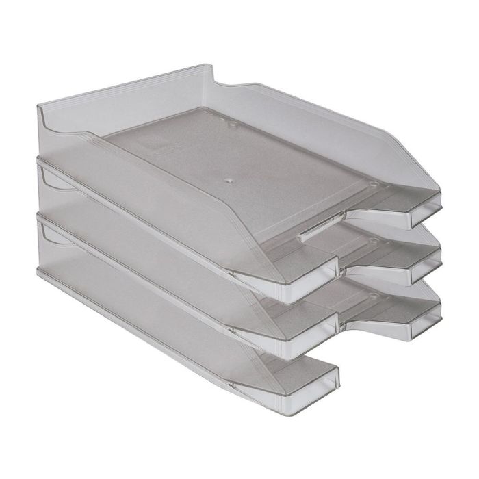 Bandeja Sobremesa Plastico Q-Connect Gris Oscuro Transparente 240x70X340 mm 6 unidades 4