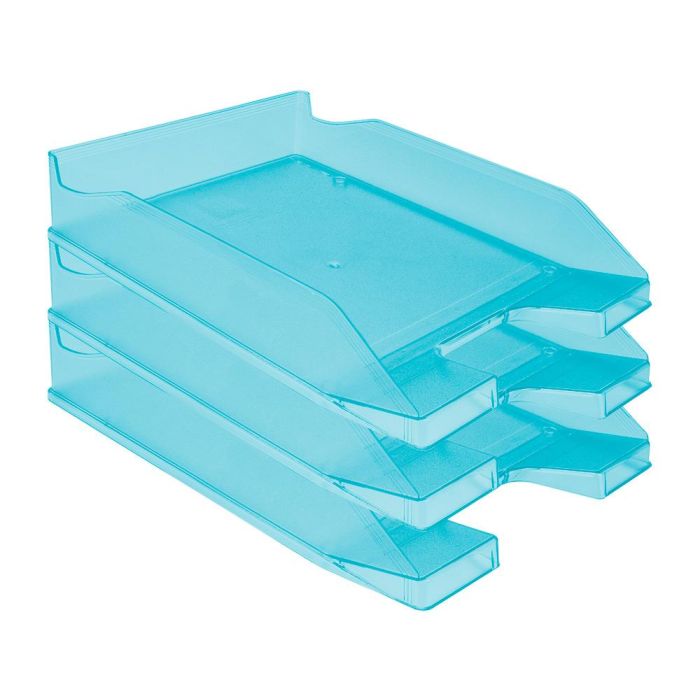 Bandeja Sobremesa Plastico Q-Connect Turquesa Transparente 240x70X340 mm 6 unidades 1