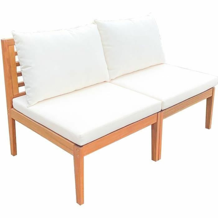 Sofá de Jardín Alma Blanco Marrón Madera de acacia 124 x 70 x 77,5 cm 2