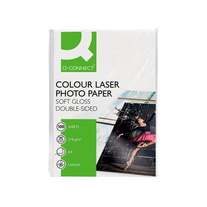 Papel Q-Connect Foto Glossy Din A4 Para Fotocopiadoras E Impresoras Laser Paquete De 100 Hojas De 218 gr 1