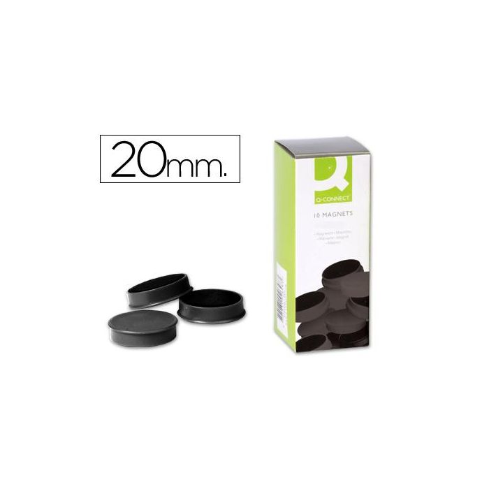 Iman Para Sujecion Q-Connect Ideal Para Pizarras Magneticas20 mm Negro Caja De 10 Unidades