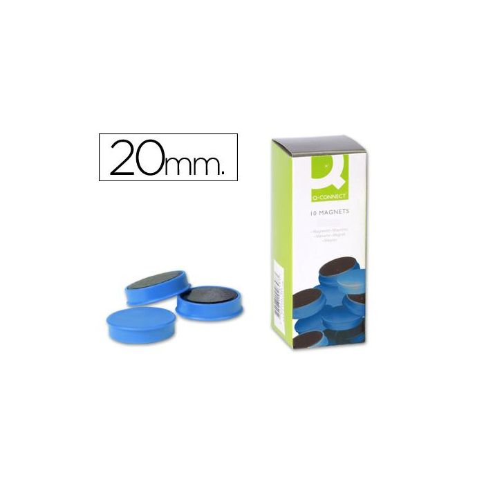 Iman Para Sujecion Q-Connect Ideal Para Pizarras Magneticas20 mm Azul Caja De 10 Unidades