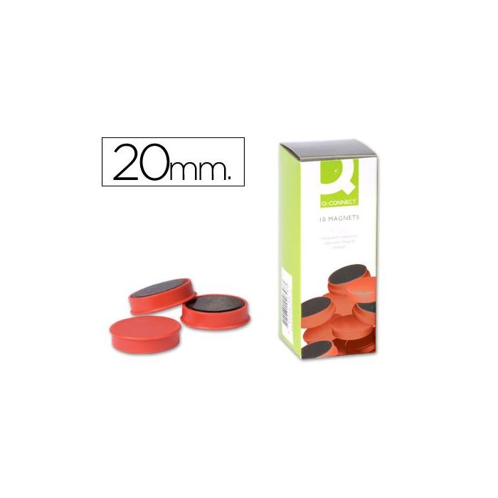 Iman Para Sujecion Q-Connect Ideal Para Pizarras Magneticas20 mm Rojo Caja De 10 Unidades