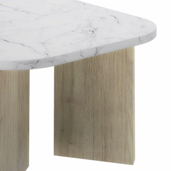Diagone QUARTZ1E76070 Mesa de centro ovalada modelo QUARTZ, efecto mármol blanco y patas de roble, 105 x 58 x 39 cm 2 Diagone QUARTZ1E76070 Mesa de centro ovalada modelo QUARTZ, efecto mármol blanco y patas de roble, 105 x 58 x 39 cm 2