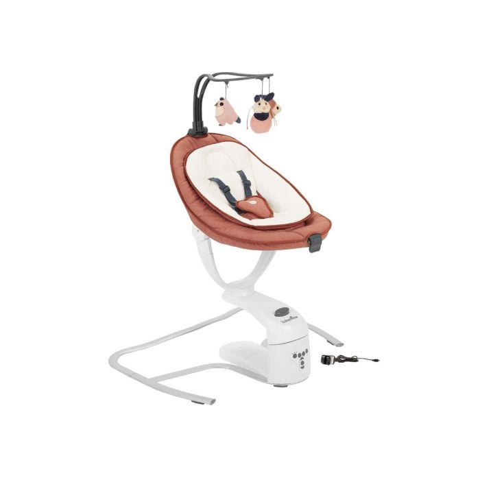 Babymoov Swoon Motion Columpio eléctrico para bebés, asiento de 360 °, terracota