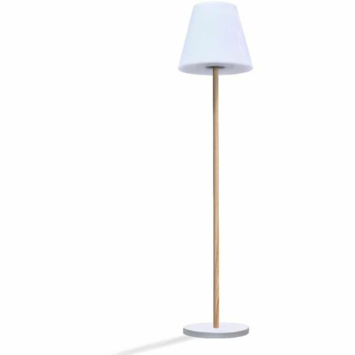 Lámpara de mesa solar y recargable - LUMISKY - STANDY MINI WOOD SOLAR - H25 cm - LED blanco cálido y blanco regulable