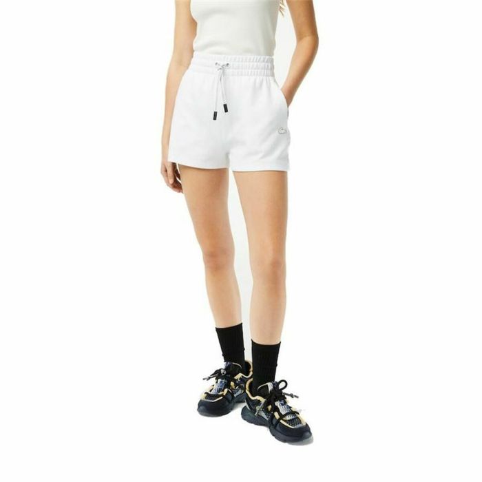 Pantalones Cortos Deportivos para Mujer Lacoste Two-Ply Cotton Blanco 2