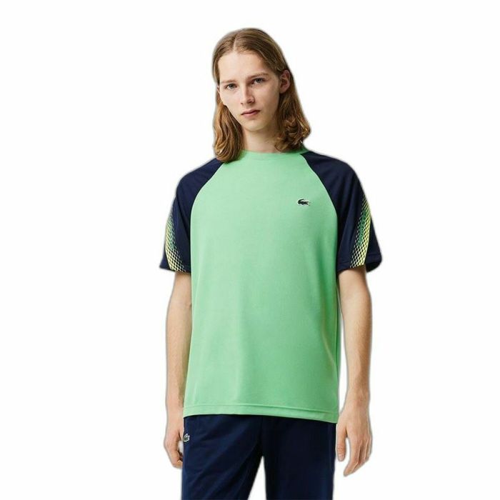 Camiseta de Manga Corta Hombre Lacoste Sport Regular Fit Color-Block Verde oscuro 3