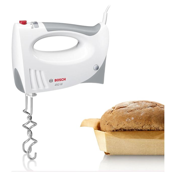 Bosch MFQ3530 Batidora de Mano 450 W con 5 Velocidades, 2 Batidores y 2 Ganchos Amasadores de Acero Inoxidable Blanco/Gris 1