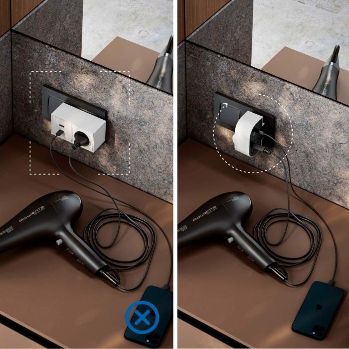 Adaptador giratorio schuko 2 tomas 16a 250 v~ 1 Adaptador giratorio schuko 2 tomas 16a 250 v~ 1