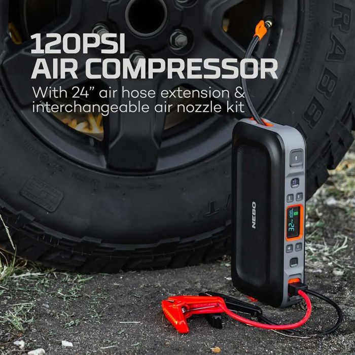 Arrancador + compresor de aire assist air jump starter. nebo 6