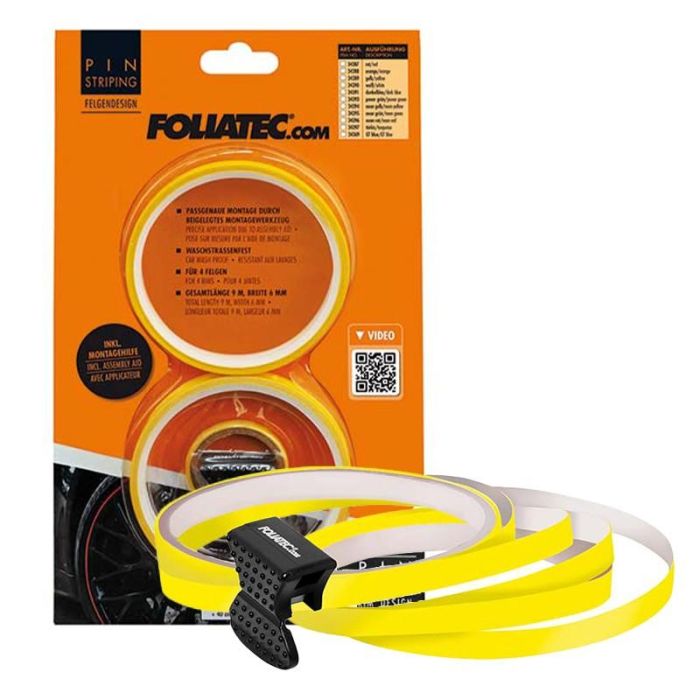 Foliatec FO34389 Pin Striping Diseño Llanta Autoadhesivo con Ayuda de Montaje para 4 Ruedas - Cinta Decorativa PVC Amarillo 6mm 0 Foliatec FO34389 Pin Striping Diseño Llanta Autoadhesivo con Ayuda de Montaje para 4 Ruedas - Cinta Decorativa PVC Amarillo 6mm 0