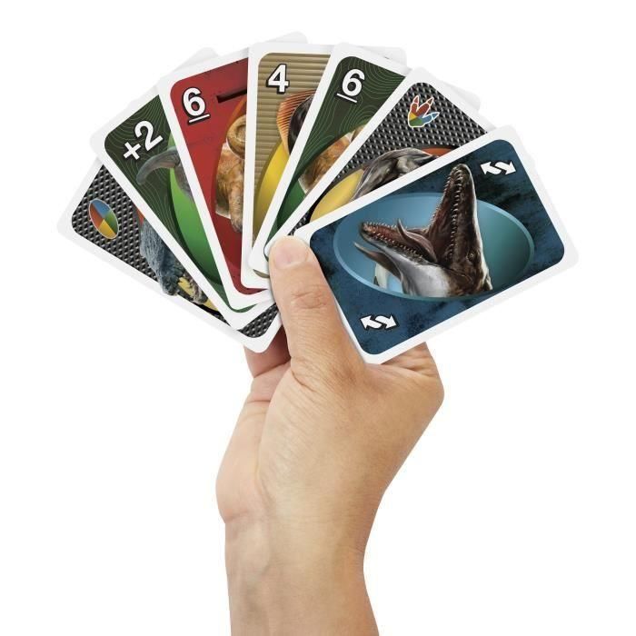 UNO Jft28 Juego de Cartas Jurassic World Rebirth de Mattel Games para Niños +7 Años 3