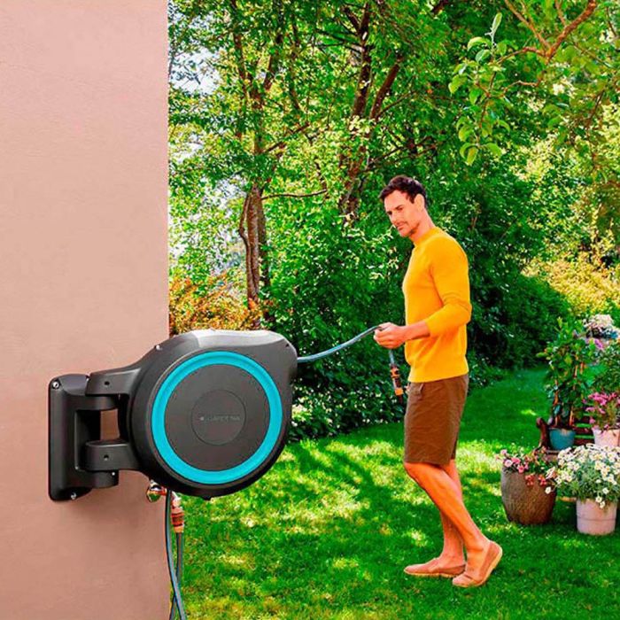 Gardena Rollup Portamangueras automático 25m, línea azul turquesa, anti UV y algas, incluye accesorios 2
