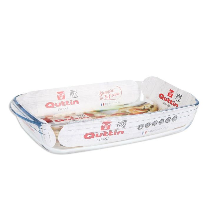 Fuente para Horno Quttin Transparente Vidrio Rectangular 4,2 L 38,8 x 23,9 x 6,6 cm (6 Unidades) 1