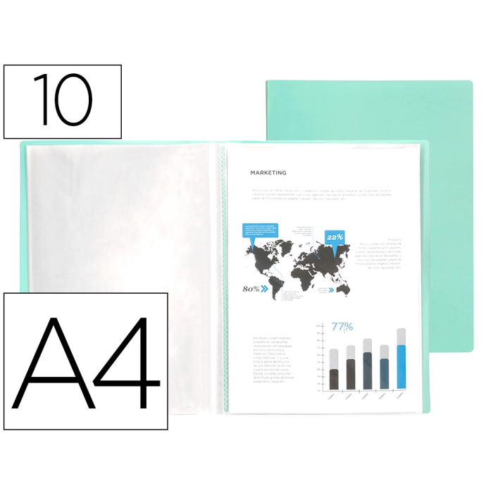 Liderpapel Carpeta Escaparate 10 Fundas Polipropileno DIN A4 Verde Manzana Opaco 0 Liderpapel Carpeta Escaparate 10 Fundas Polipropileno DIN A4 Verde Manzana Opaco 0