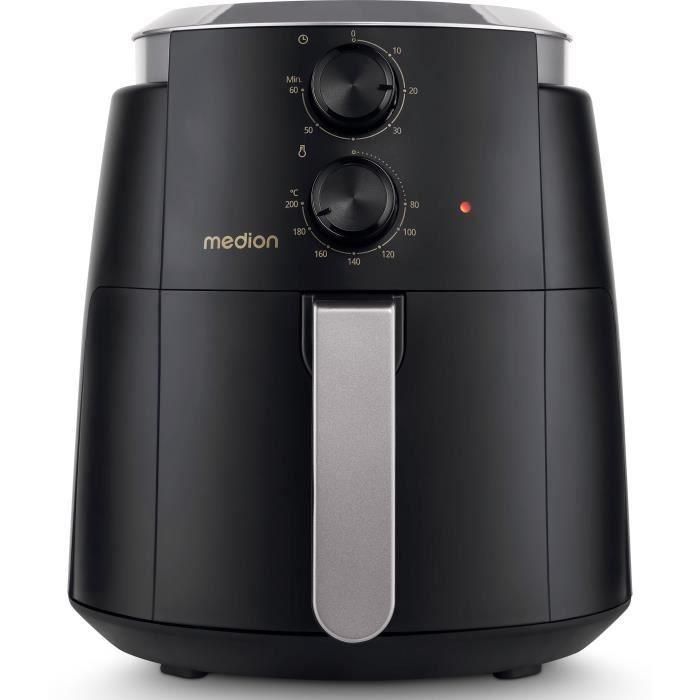 Medion MD13020 Freidora de Aire Caliente Airfryer 4.7L 1500W Hasta 200°C con Temporizador 60 Minutos Negra 0 Medion MD13020 Freidora de Aire Caliente Airfryer 4.7L 1500W Hasta 200°C con Temporizador 60 Minutos Negra 0