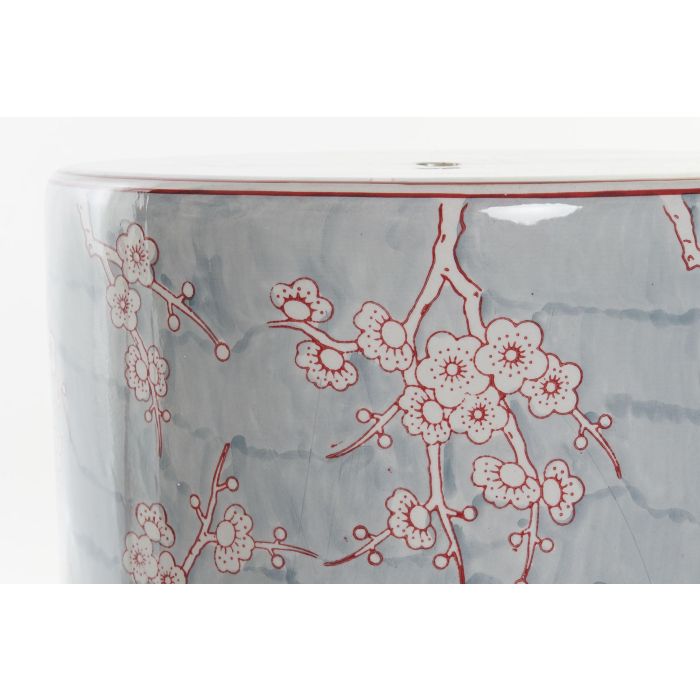 DKD Home Decor Mesita Auxiliar Oriental Sook de Porcelana 100% Azul Naranja con Flores, Hecha a Mano y Reciclable 32x32x41 cm 2