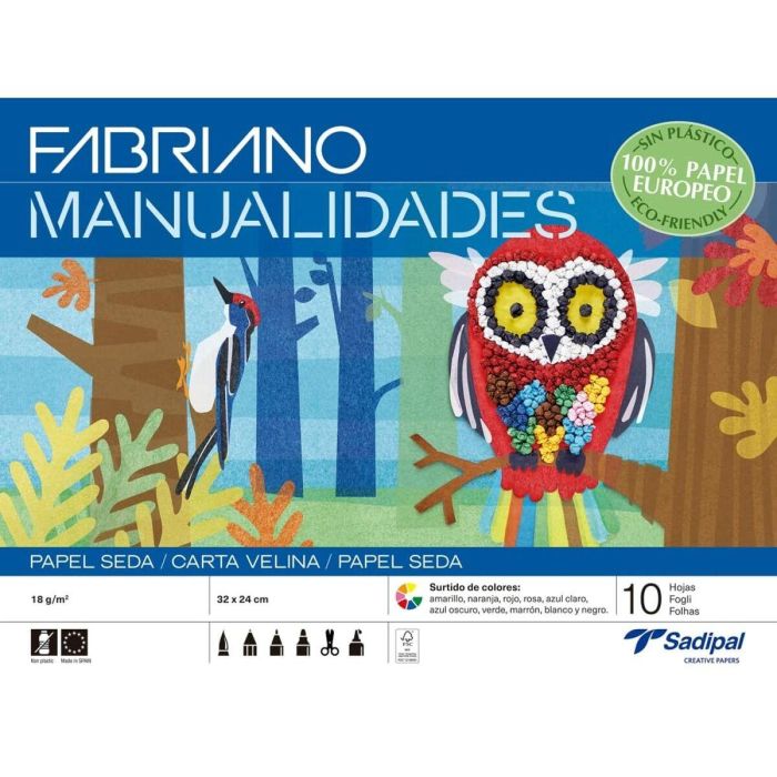 Papel de seda Sadipal Multicolor 32 x 24 cm 10 Hojas (10 Unidades)