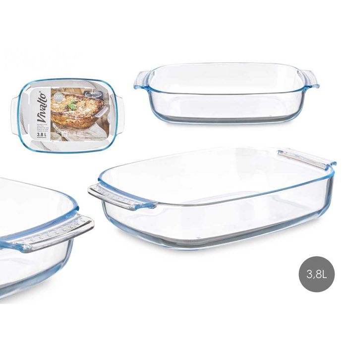 Bandeja Borosilicato Rectangular Asas 3800Ml Vivalto 38X6CM (6 Unidades) Bandeja Borosilicato Rectangular Asas 3800Ml Vivalto 38X6CM (6 Unidades)