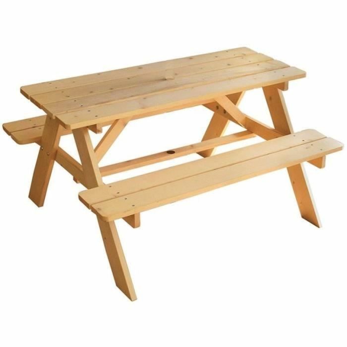 Muebles de jardín - FUN HOUSE - Mesa de picnic de madera Al.53 x L.95 x P.100 cm - ¡Fácil montaje!