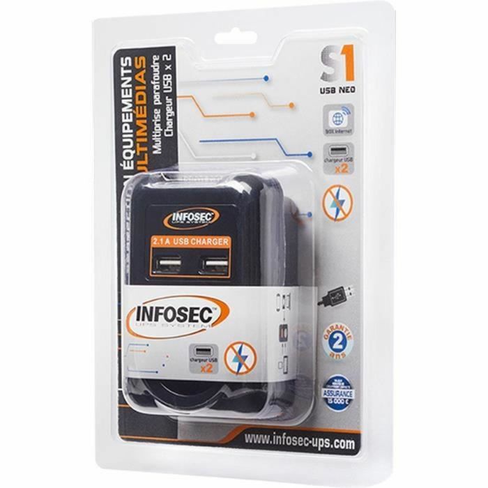 Protección contra sobretensión INFOSEC S1 USB NEO Negro 1