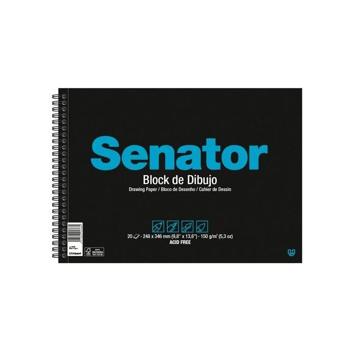 Senator Block Dibujo Espiral 20 Hojas 150 gr Sin Recuadro A3 Senator Block Dibujo Espiral 20 Hojas 150 gr Sin Recuadro A3
