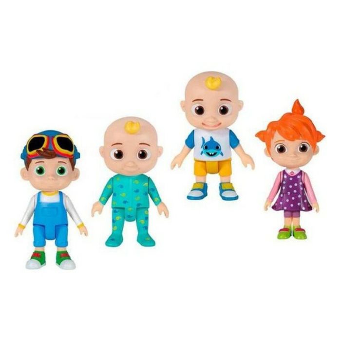 Bandai - CoComelon - Pack 4 figuras - Figuras coleccionables de 7cm - JJ (2 figuras), TomTom y YoYo - WT00035