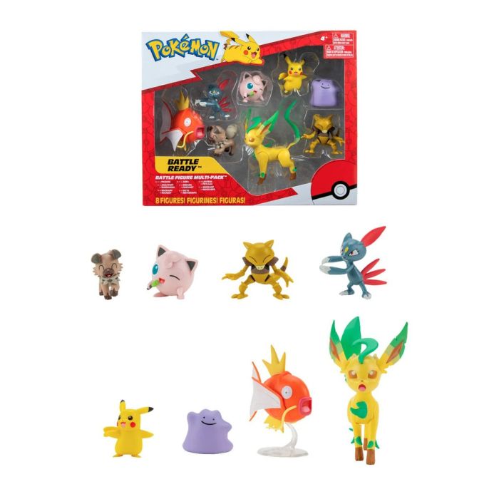 Figura de Acción Pokémon Pikachu, Sneasel, Magikarp, Abra, Rockruff, Ditto, Bayleef & Jigglypuff 11