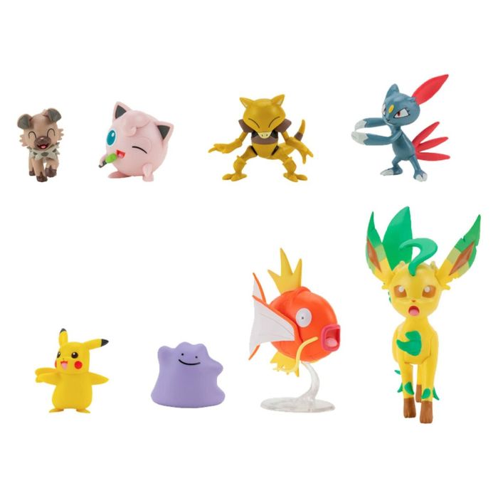Figura de Acción Pokémon Pikachu, Sneasel, Magikarp, Abra, Rockruff, Ditto, Bayleef & Jigglypuff 10