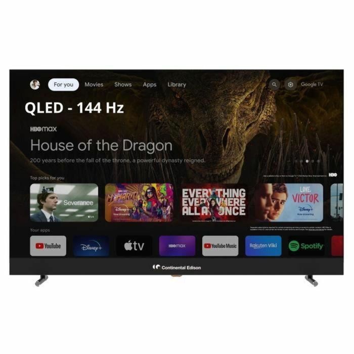 TV LED - CONTINENTAL EDISON - CELEDGAM43QL24B6 - 43'' (109 cm) - QLED UHD 4K 3840x2160 - SMART GOOGLE - 4xHDMI - 3xUSB