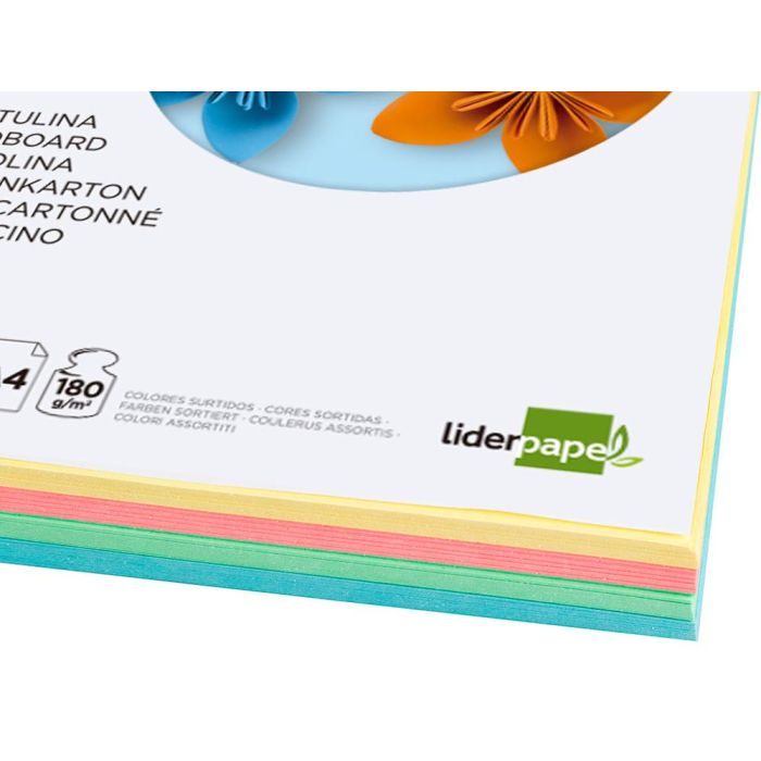 Cartulina Liderpapel A4 180 gr-M2 4 Colores Surtidos Paquete De 100 Hojas 3