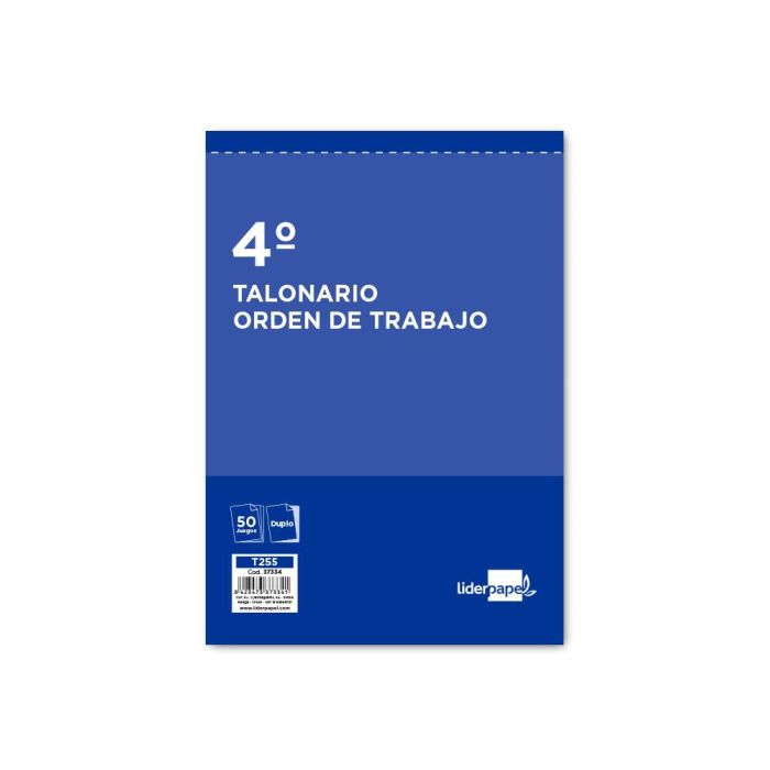 Talonario Liderpapel Orden De Trabajo Cuarto Original Y Copia 255 5 unidades 1