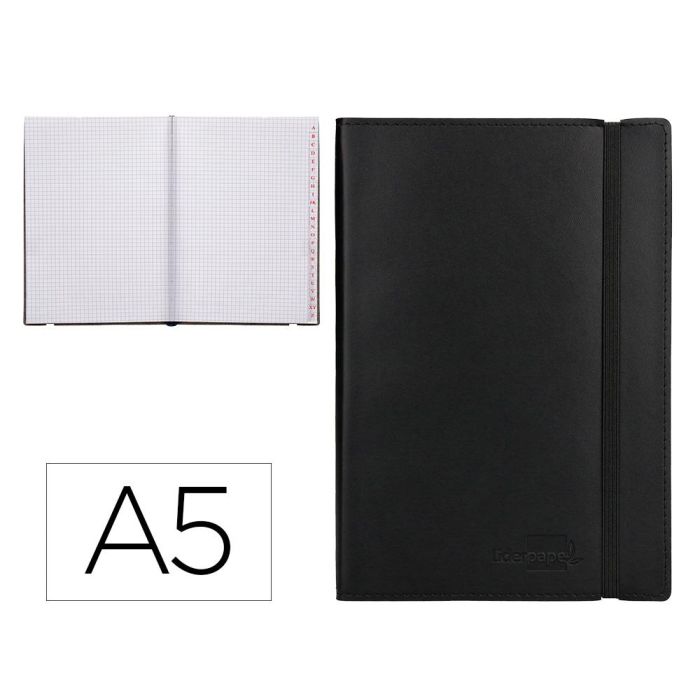 Libreta Indice Liderpapel Similpiel A5 120 Hojas 70 gr-M2 Color Negro