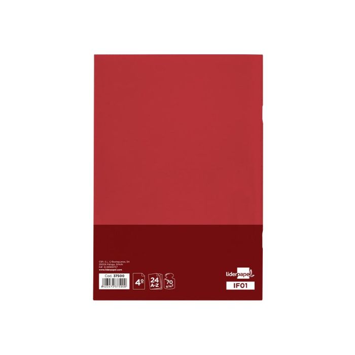 Indice Liderpapel Tapa Cartoncillo Cuarto 24 Hojas 70 gr-M2 Colores Surtidos 12 unidades 4