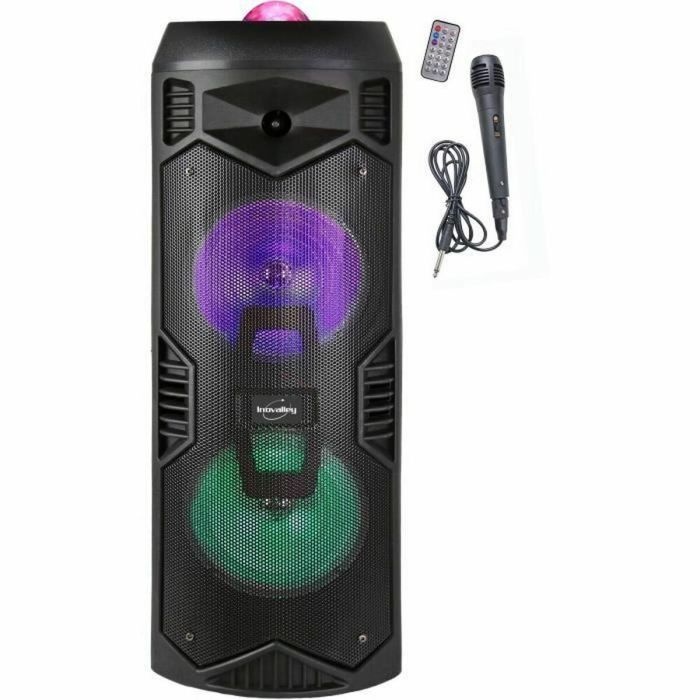 INOVALLEY KA112BOWL - Altavoz de luz Bluetooth 600W - Función Karaoke - 2 Altavoces - Bola caleidoscopio LED - Puerto USB