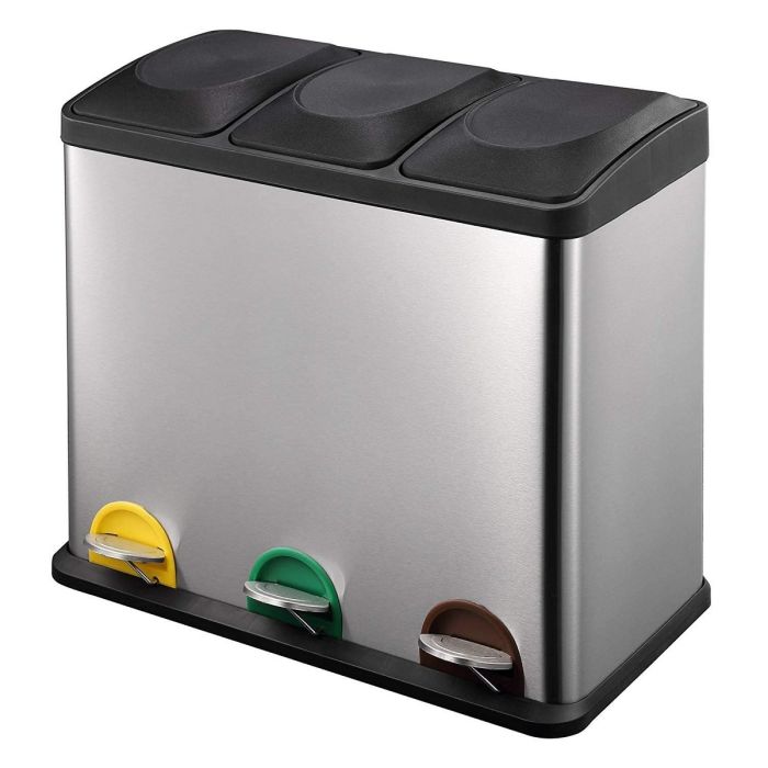 Cubo de Basura para Reciclaje Kitchen Move Zoe Con pedal Acero Inoxidable 15 L Metal/Plástico 5