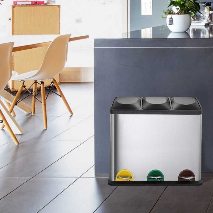 Cubo de Basura para Reciclaje Kitchen Move Zoe Con pedal Acero Inoxidable 15 L Metal/Plástico 1