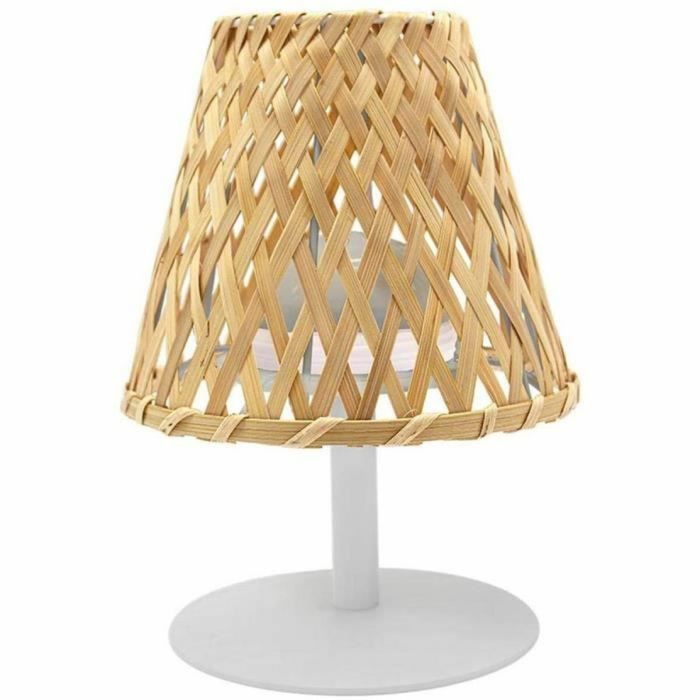 Lámpara de mesa inalámbrica - LUMISKY - IBIZA - H26 cm - Bambú natural - LED blanco cálido y blanco