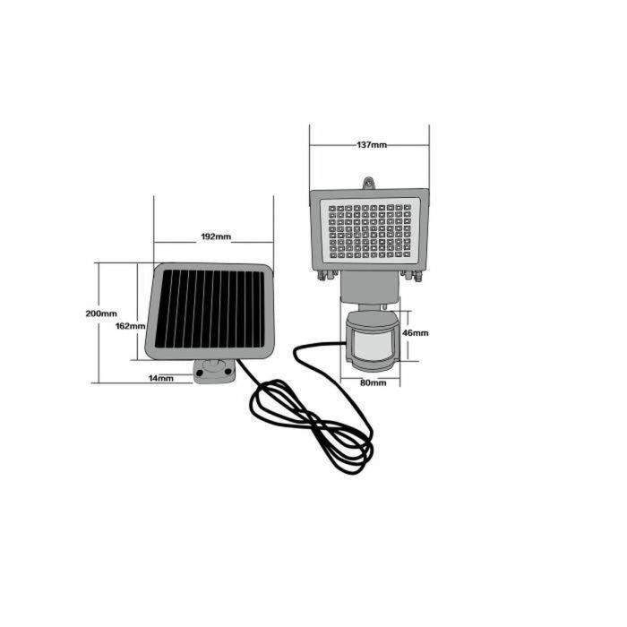 Foco Solar Galix Detector de Movimiento Negro Plástico 13,5 x 13,5 x 20 cm 1