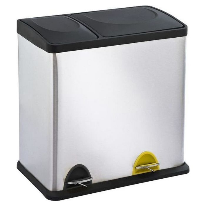 Cubo de Basura para Reciclaje Kitchen Move 2 Compartimentos Acero  Inoxidable 24 L 12 L 