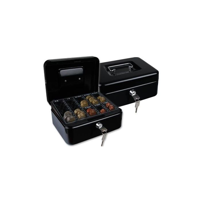 Caja Caudales Q-Connect 8-' 200x160x90 mm Negra Con Portamonedas