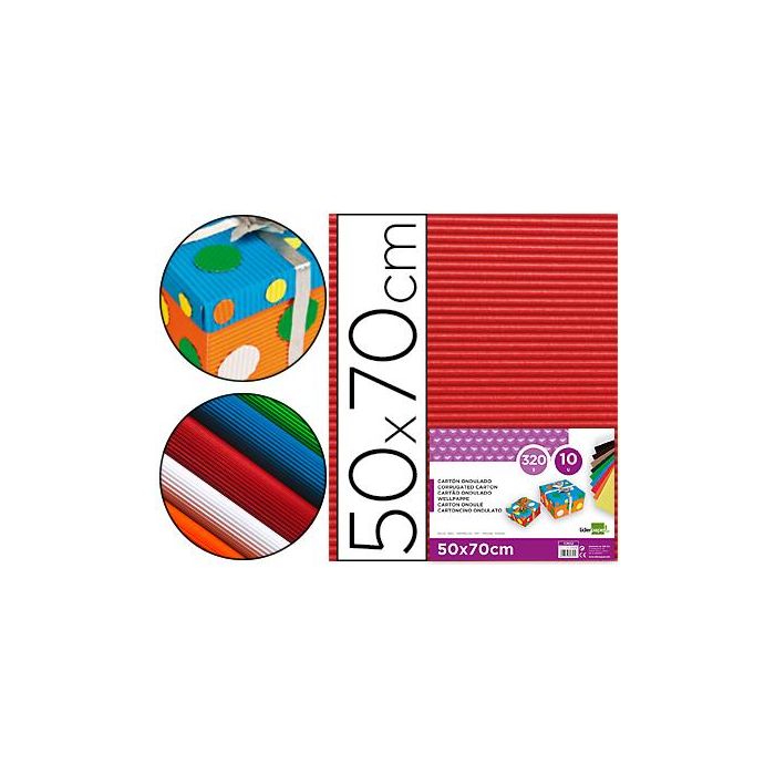 Carton Ondulado Liderpapel 50 X 70 cm 320 gr-M2 Rojo 10 unidades